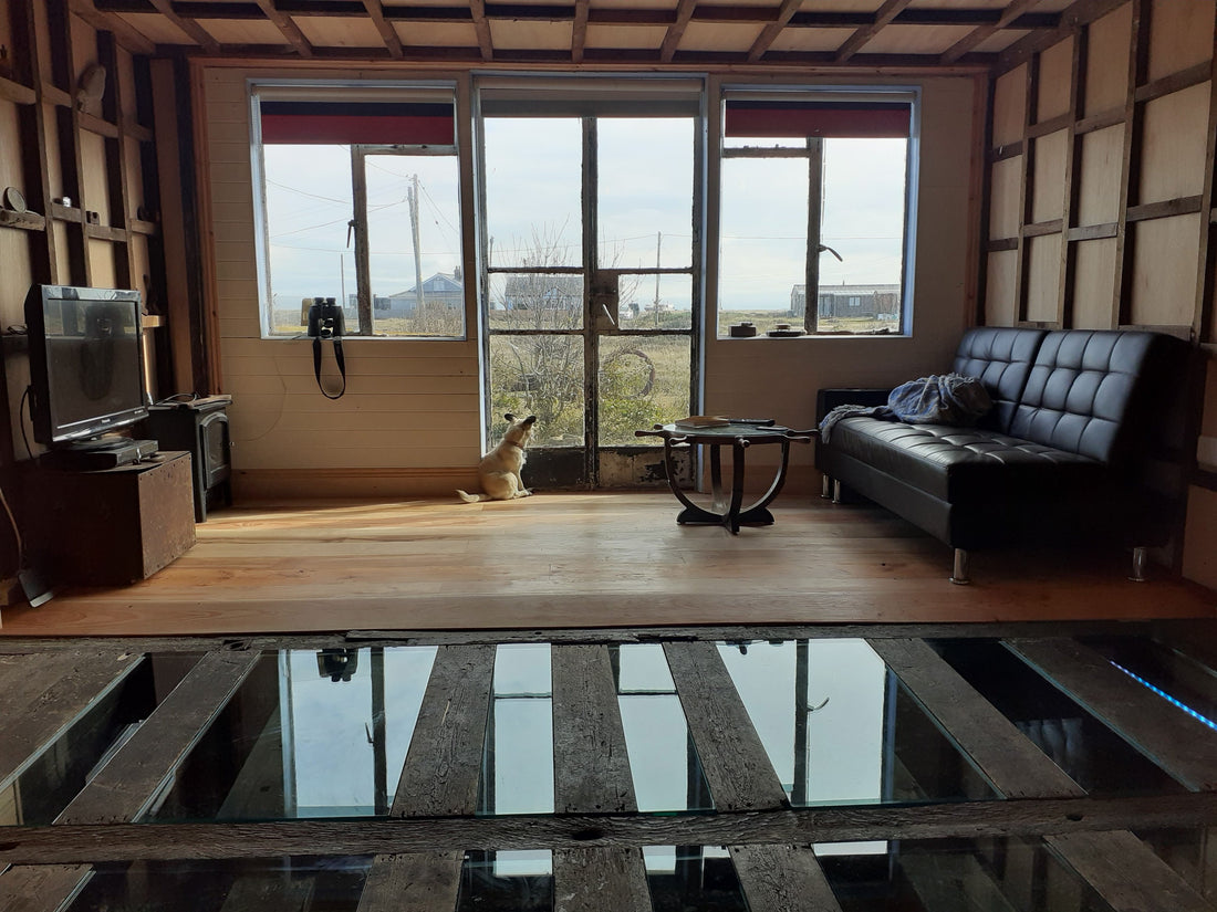 Walk over glass flooring inside property lounge area