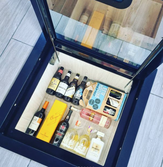 small walk on glass wine cellar door hatch