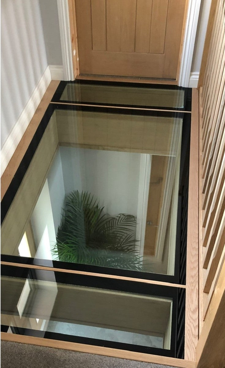 landing internal staircase glass flooring walk on panels