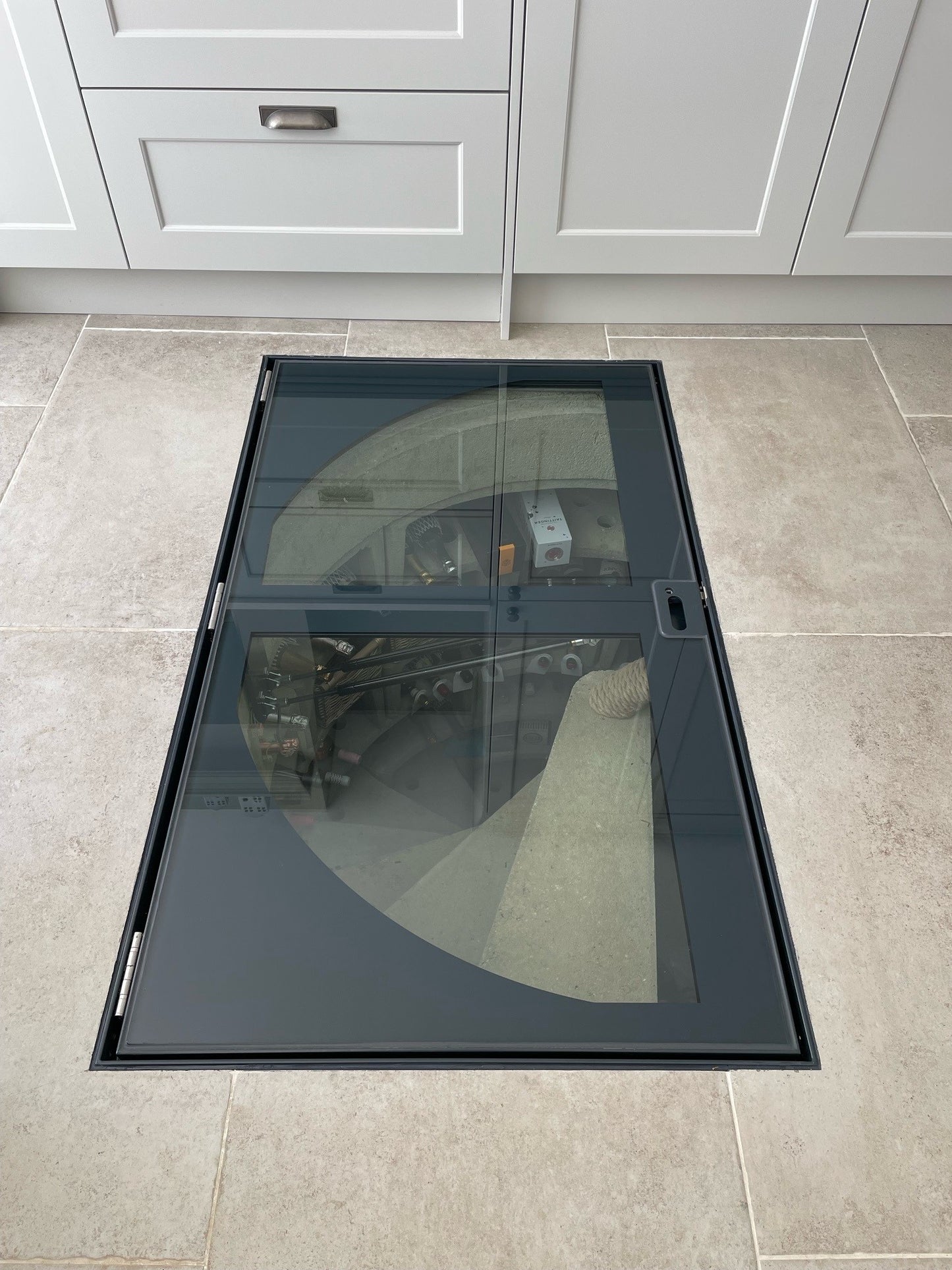 Bespoke Hinged Glass Wine Cellar Door for Spiral Cellars
