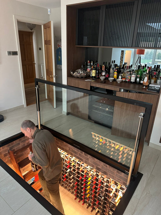 electric wine cellar door installed